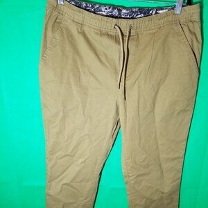 Roebuck & Co. Men Large OD Green Draw‎ String Waist Chino Pants Jogger Vintage